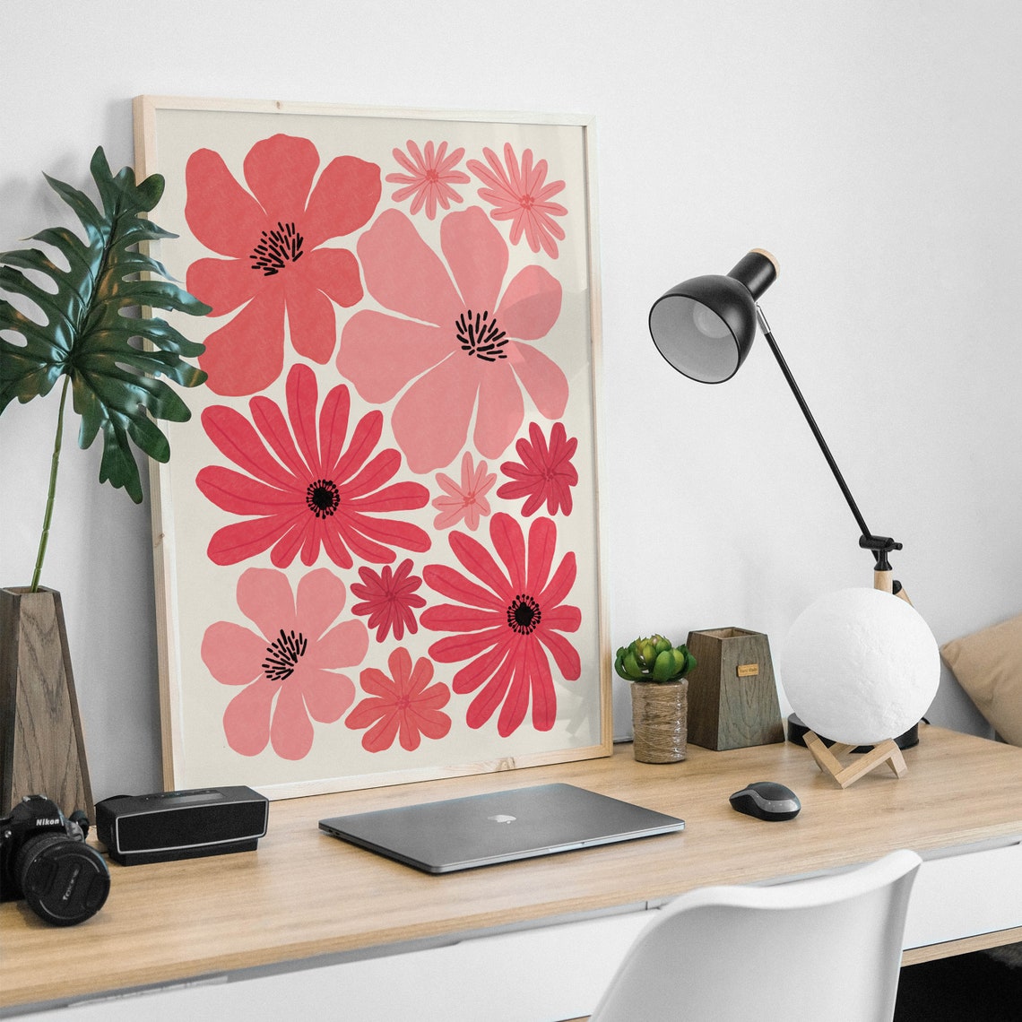 Floral Wall Art Printable Wall Art Flower Print Pink Wall Etsy