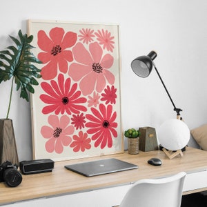 Floral Wall Art Printable Wall Art Flower Print Pink Wall - Etsy