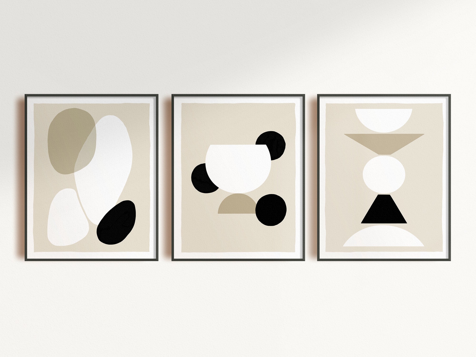 Neutral Wall Art Set of 3 Prints Printable Abstract Painting Etsy