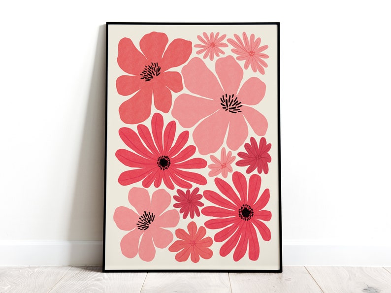 Floral Wall Art Printable Wall Art Flower Print Pink Wall Etsy