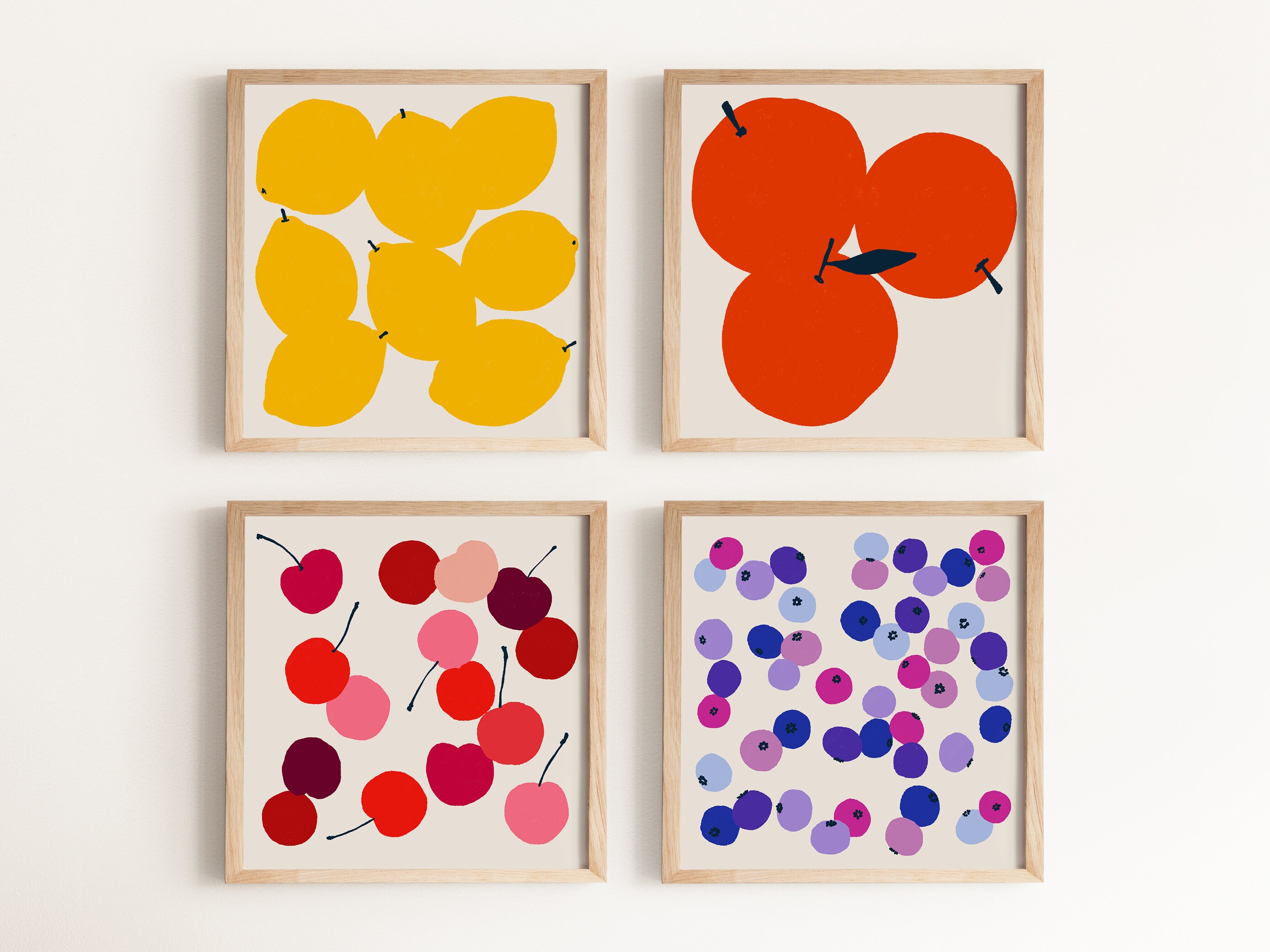 Fruits Wall Art Set Set of 4 Prints Square Prints Set Etsy