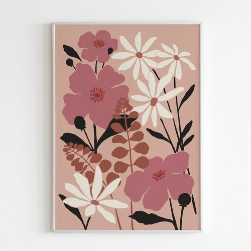 Floral Wall Art Printable Wall Art Flower Print Pink Wall - Etsy