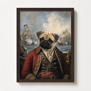 Ritratto di cane reale, dipinto personalizzato di un animale domestico pirata rinascimentale da una foto immagine 2