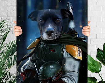 Star Wars Pet Portrait from Photo, Custom Dog Painting Gift