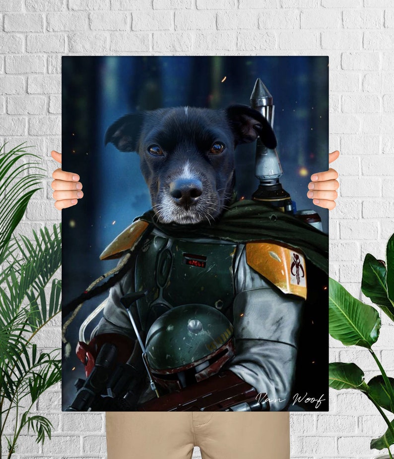 Pop Animal Painting, Custom Dog Portrait, Star Wars, Obi Wan, Yoda Pet, Jedi Art, Pet Portrait Royal, Funny Pet Lover Gift image 1