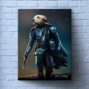 Pop Animal Painting, Custom Dog Portrait, Star Wars, Obi Wan, Yoda Pet, Jedi Art, Pet Portrait Royal, Funny Pet Lover Gift image 5