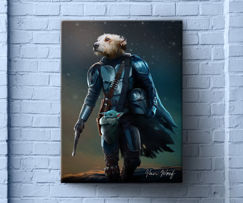 Pop Animal Painting, Custom Dog Portrait, Star Wars, Obi Wan, Yoda Pet, Jedi Art, Pet Portrait Royal, Funny Pet Lover Gift image 5