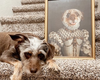 Royal Renaissance Dog Portrait, Custom Dog Pet Canvas, Standing Pet Dog Portrait, Royalty Dog Canvas Personalized, Dog Pet Mum Owner Gift