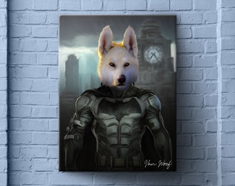 Custom Superhero Pet Portrait, Funny Animal Art Gift