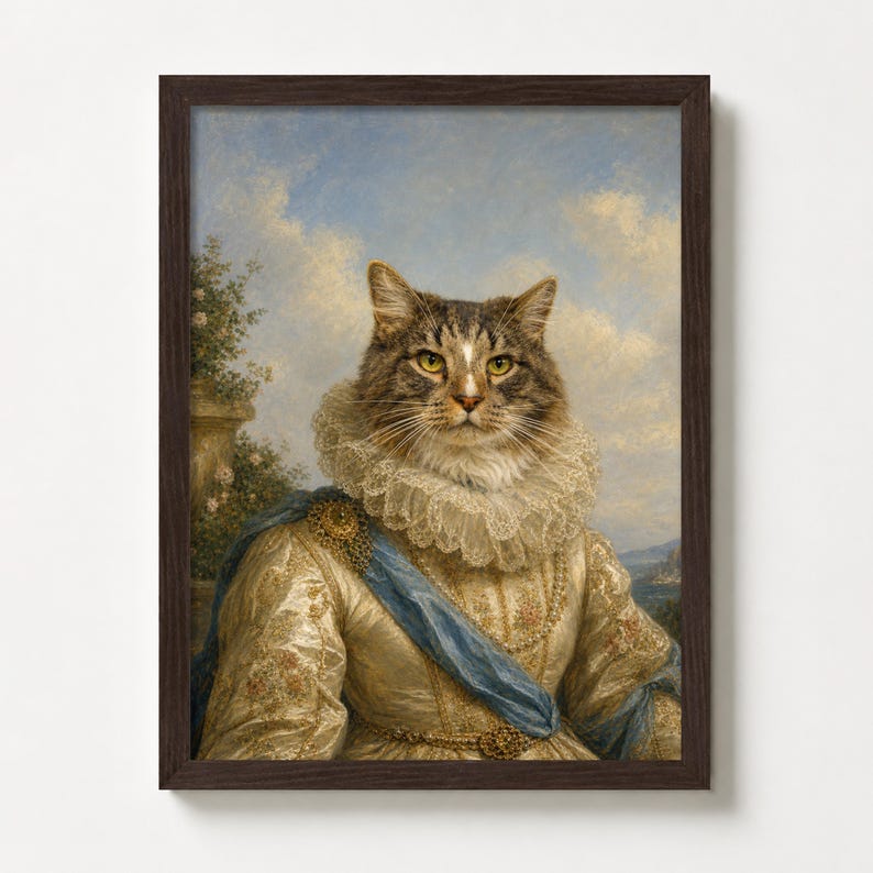 Custom Cat Painting, Royal Renaissance Baroque Pet Portrait from Photo image 5
