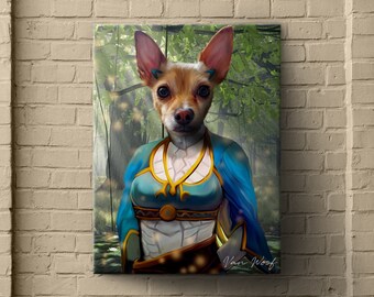 Custom Pet Portrait, Link, Zelda, Pet Portrait, Pet Painting, Custom Pet Portrait, Personalized Pet Portrait, Breath of the Wild