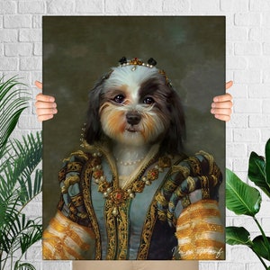 The Lady, Custom Dog Portrait, Pet Portrait Royal, Renaissance Animal Painting, Funny Pet Lover Gift, Monarch, Royal Pet image 1