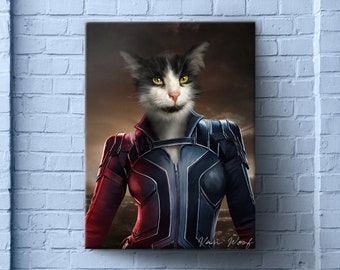 Custom Superhero Pet Portrait, Pop Culture Art