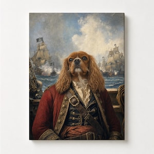 Ritratto di cane reale, dipinto personalizzato di un animale domestico pirata rinascimentale da una foto immagine 10