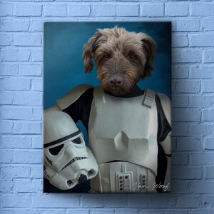 Pop Culture Art, Trooper, Funny pet gift, Pet Art, Pet Painting, Custom Pet Portrait, Personalized Pet Portrait, Jedi Art