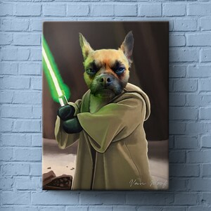 Pop Animal Painting, Custom Dog Portrait, Star Wars, Obi Wan, Yoda Pet, Jedi Art, Pet Portrait Royal, Funny Pet Lover Gift image 8