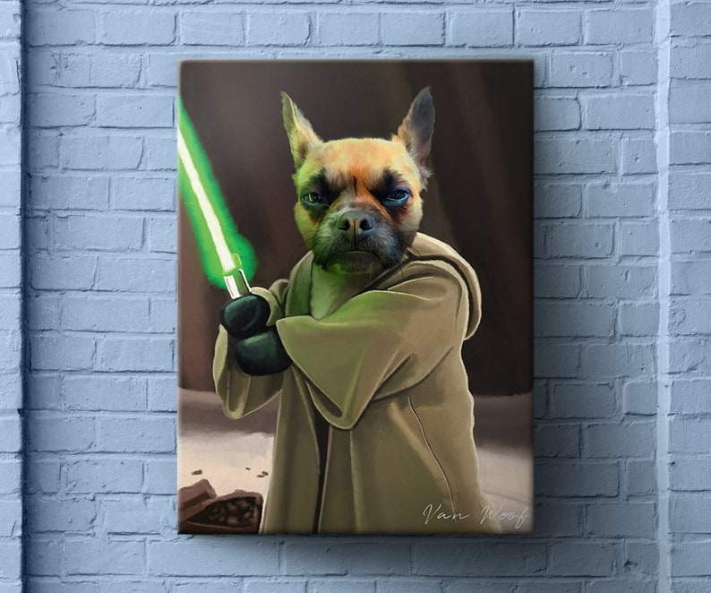 Pop Animal Painting, Custom Dog Portrait, Star Wars, Obi Wan, Yoda Pet, Jedi Art, Pet Portrait Royal, Funny Pet Lover Gift image 8