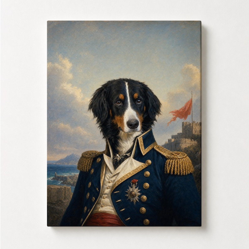 Ritratto di cane reale, dipinto personalizzato di un animale domestico pirata rinascimentale da una foto immagine 11