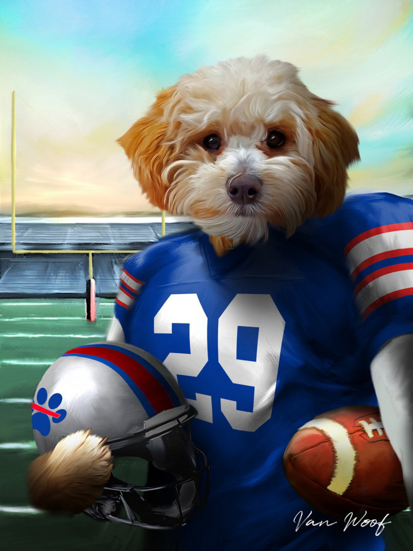 Buffalo Bills Football Team Pet Portrait American Football Etsy