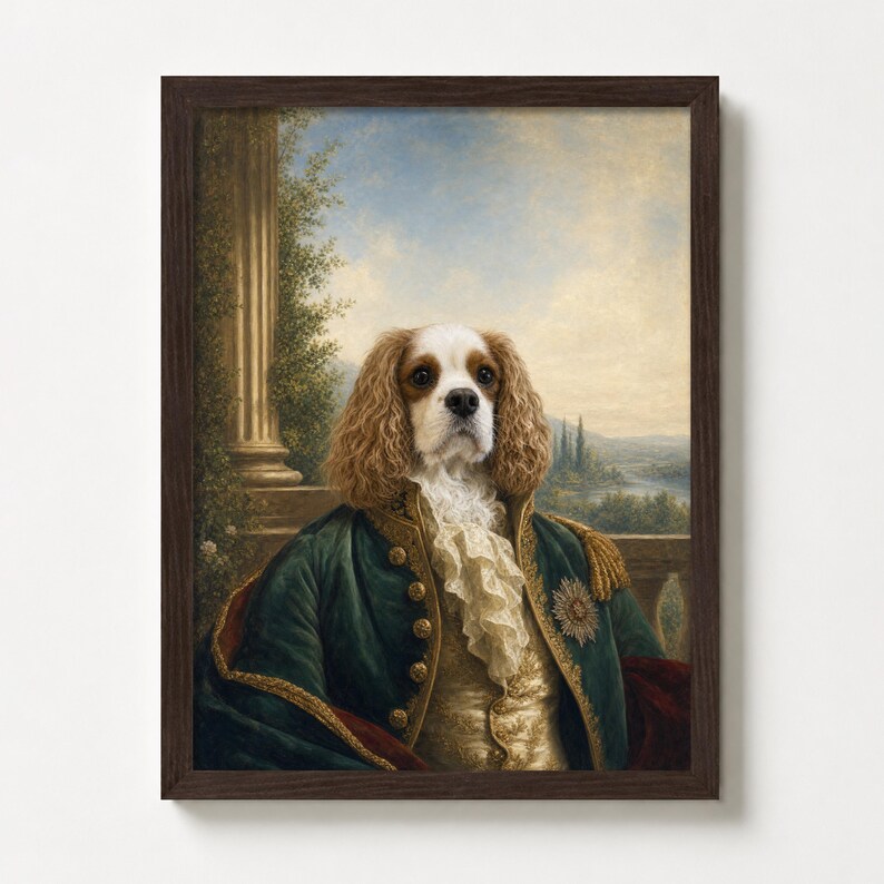 Ritratto di cane reale, dipinto personalizzato di un animale domestico pirata rinascimentale da una foto immagine 12