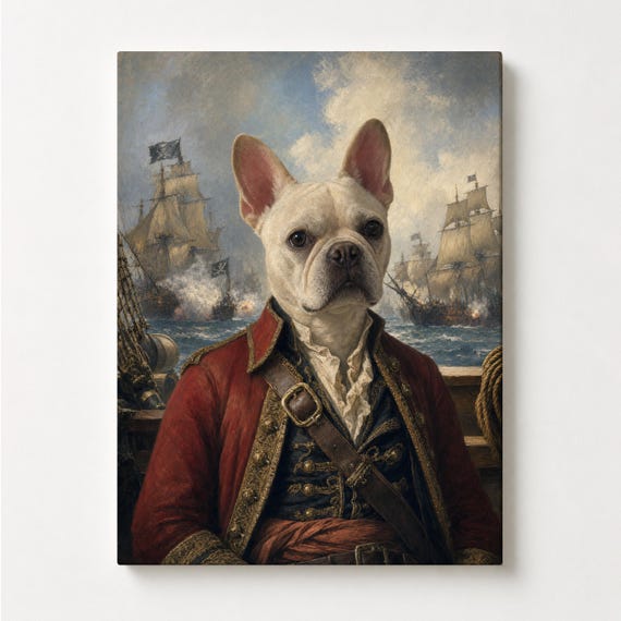 Royal Dog Portrait, Custom Renaissance Pirate Pet Painting from Photo