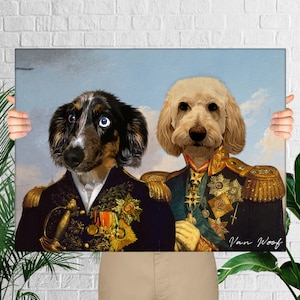 Custom Dog Portrait, 2 Pet Portrait Royal, Two Pets Portrait, Funny Pet Lover Gift, Renaissance