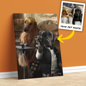 Digital Zwei Haustier Portrait vom Foto, Personalisierter Hund Kunstdruck Geschenk
