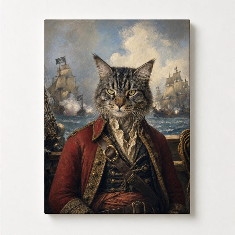 Ritratto di cane reale, dipinto personalizzato di un animale domestico pirata rinascimentale da una foto immagine 7