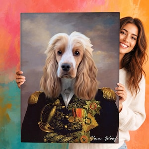 Royal Renaissance huisdierportret van foto, op maat gemaakt hondenschilderijcadeau