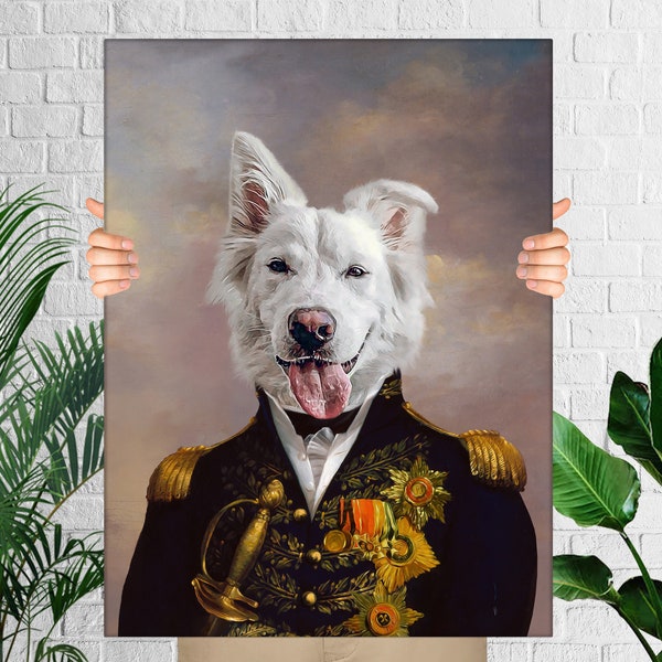 Kundenspezifisches Hundeportrait, Haustierportrait Royal, Renaissance Tiermalerei, lustiges Haustier-Liebhaber-Geschenk