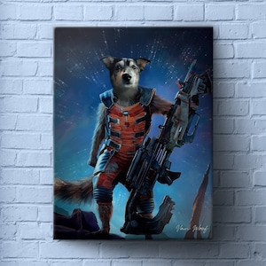 Rocket, Custom Pet Portrait, Pet lovers, Pet gifts, Portrait Royal, Dog lover gift, Funny Pet Lover Gift, Avengers, Guardians of the Galaxy