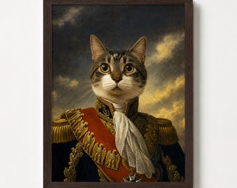 Custom Cat Portrait from Photo, Royal Renaissance Cat Painting Gift