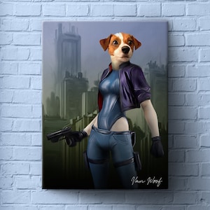 Motoko, Anime Custom Dog Portrait, Pet Portrait, Funny Pet Lover Gift, Renaissance Pet Portrait, Anime Pet, Ghost in the Shell dog