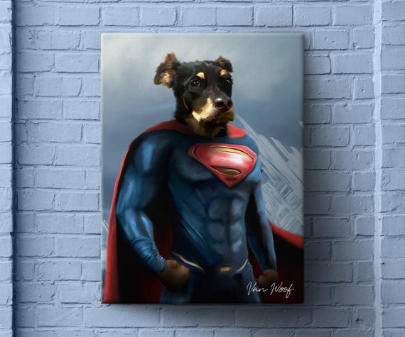 Superhero Custom Dog Portrait Clark Kent Pet Portrait DC | Etsy