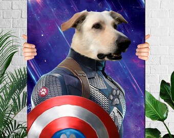 PM8 Cat Portraits Presents Superhero Portrait Custom Captain American Portrait Custom Pet Portraits