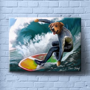 Surfs Up, Pet Art, Pet Painting, Pet Portrait, Custom Pet Portrait, Personalized Pet Portrait, Dog Art, Cat Art, Skateboard, Street Sports