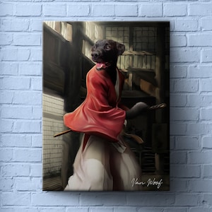 Ruruoni Kenshin, Anime Custom Dog Portrait, Pet Portrait, Funny Pet Lover Gift, Anime Pet, Cartoons pet, Movie, Samurai Pet Portrait