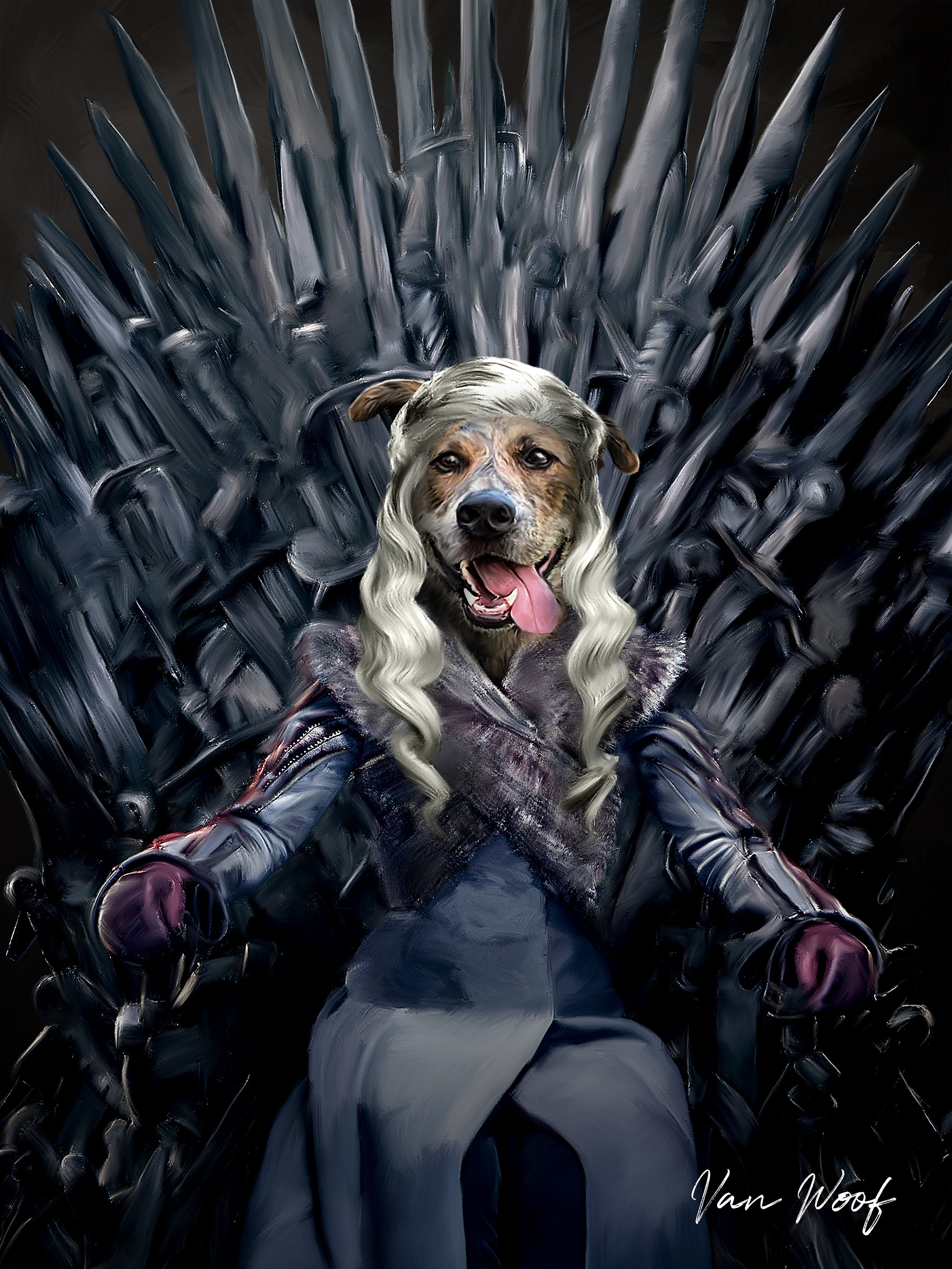 GOT Custom Dog Portrait Daenerys Targaryen Khaleesi Pet Portrait Hand of the King Funny Pet Lover Gift GOT Gifts Etsy Canada