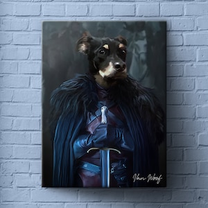 GOT gift, Custom Pet Portrait, Dog portrait, Jon Snow, Dog painting, Pet Portrait Royal, Dog lover gift, Funny Pet Lover Gift, Movie Pet