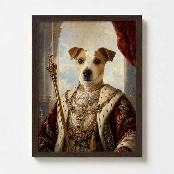 Royal Pet Portrait from Photo, Custom King Renaissance Dog Painting Gift