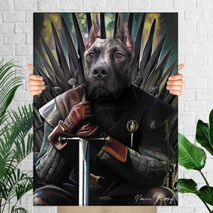 GOT Custom Dog Portrait, Pet Portrait Hand of the King, Funny Pet Lover Gift, GoT Gifts, Arya Stark, Jon Snow, Pet Art, Pet Portrait