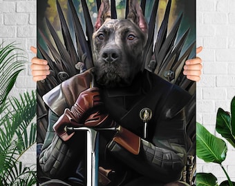 GOT Custom Dog Portrait, Pet Portrait Hand of the King, Funny Pet Lover Gift, GoT Gifts, Arya Stark, Jon Snow, Pet Art, Pet Portrait