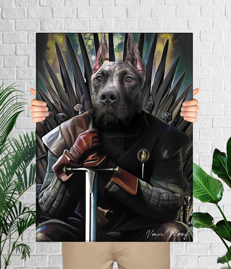 Game of Thrones Custom Dog Portrait Pet Portrait Hand of the image 1