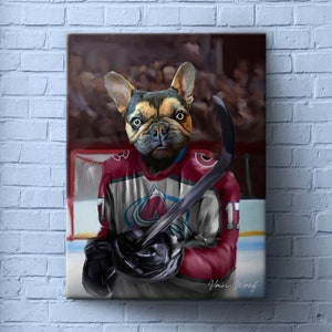 Colorado Avalanche NHL French Bulldog Wearing Sweater Ornament