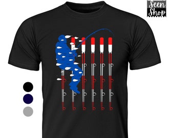 Patriotic Fishing T-Shirt, Fishing Patriotic Tuna American USA Flag T-Shirt