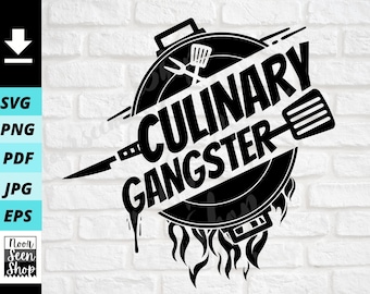 Culinary Gangster SVG, Culinary SVG, Chef svg , Knives Chef svg, Cooking svg, Chef Art, Digital file download, Sticker Cut File For Cricut