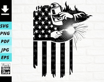 Welder American Flag svg, Welding svg, American Welder Svg, Welder USA Flag svg, Welder dad, Digital file download, Cut File for 4th of July