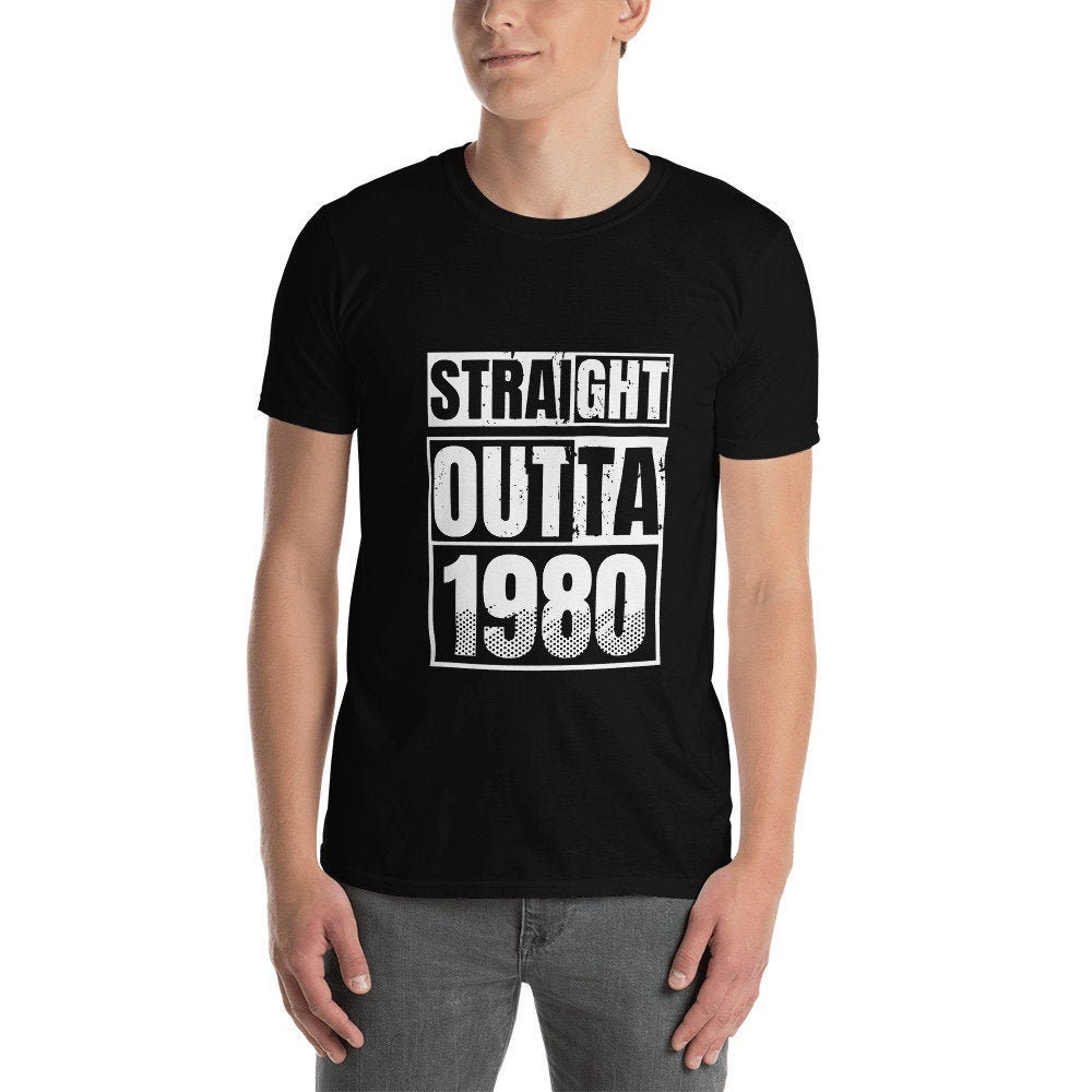 Straight Outta 1980 T-Shirt, Funny 40 AF Mens, 40th Birthday tee, Born in 1980 Gift Vintage, Father's Day Christmas Unisex TShirt