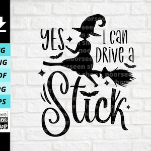 Ja, ich kann einen Stick svg fahren, lustige Halloween svg, Hexe svg, Besenstiel svg, Hexe Zitat svg, digitale Datei herunterladen, Datei für Cricut schneiden