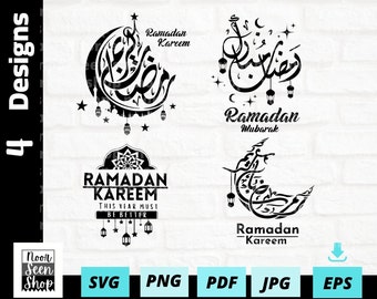Ramadan Bundle svg, Ramadan Kareem svg, Ramadan decoration, Ramadan Mubarak 4 designs, Digital file download, Sticker Cut File For Cricut